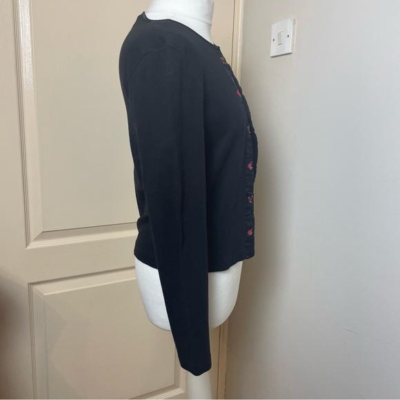 dorothy perkins Size 14 floral cardigan black long sleeves vintage y2k Red Trim - Picture 11 of 15